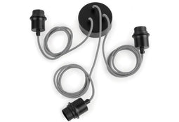 Good&Mojo - Ophangsysteem - 3 lampen - Zwart/Wit textieldraad 1,5m