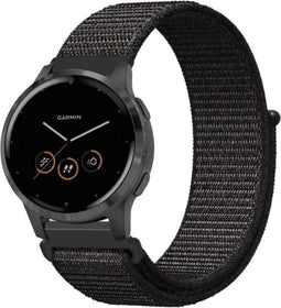 Nylon Smartwatch bandje - Geschikt voor Garmin Vivoactive 4s nylon band - 40mm - zwart - Strap-it Horlogeband / Polsband / Armband