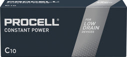 Duracell Battery Alkaline, Baby, C, LR14, 1.5V Procell Constant, Retail Box (10-Pack)