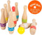 Small Foot - Houten Kegelspel met Zigzag Patroon, 11dlg.