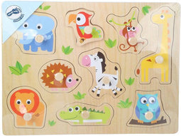 Small Foot - Houten Noppenpuzzel Dierentuin, 9st.