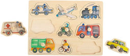 Small Foot - Houten Noppenpuzzel Stadsvoertuigen, 9st.