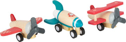 Small Foot - Houten Pull-back Vliegtuigen, Set van 3