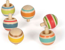 Small Foot - Houten Tollen Gestreept, Set van 6