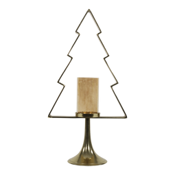Kerstboom Aurum met windlicht alu goud met goud glas 70cm