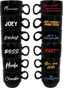 Friends - Koffie Drinkbekers - 6 stuks in houder - Zwart