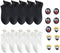 Smiling Socks® Enkelsokken Zwart & Wit - Grappige sokken - 10-Pack - Unisex - Maat 35-43 - Giftbox - Katoen - Cadeau voor hem/haar