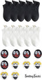 Smiling Socks® Enkelsokken Zwart & Wit - Grappige sokken - 10-Pack - Unisex - Maat 35-43 - Giftbox - Katoen - Cadeau voor hem/haar