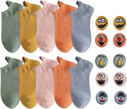 Smiling Socks® Sokken met gezicht | Sneakersokken - Vrouw/Man - Leuke sokken - Kleurrijk - 10 Paar - Maat 35-43 - Huissokken - Katoen - Cadeau voor haar