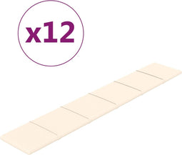 vidaXL - Wandpanelen - 12 - st - 1,62 - m² - 90x15 - cm - fluweel - crèmekleurig