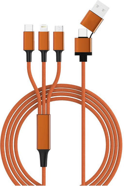 Smrter USB-laadkabel USB 2.0 Apple Lightning stekker, USB-A stekker, USB-C stekker, USB-micro-B stekker 1.20 m Oranje M