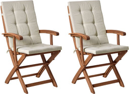 Set van 2 stoelen met zitkussen MAUI PREMIUM Acaciahout Taupe