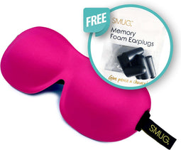 SMUG 3D Slaapmasker met Roze Oordopjes - 100% Verduisterend - Ergonomisch Oogmasker - Fel Roze