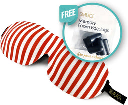 SMUG 3D Slaapmasker met Roze Oordopjes - 100% Verduisterend - Ergonomisch Oogmasker - Candy Cane Print