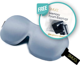 SMUG 3D Slaapmasker met Zwarte Oordopjes - 100% Verduisterend - Ergonomisch Oogmasker - Grijs