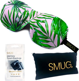 SMUG 3D Slaapmasker met Zwarte Oordopjes en Opbergzakje - 100% Verduisterend - Ergonomisch Oogmasker - Palm Print