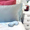 SMUG Satijnen Kussensloop en Slaapmasker Set - 47 x74cm Anti Allergeen Pillow Case - Geschenkset voor Vrouwen - Grijs