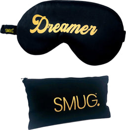 SMUG Slaapmasker met Opbergzakje - 100% Verduisterend - Verstelbaar Oogmasker in Satijn - Dreamer Print