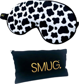 SMUG Slaapmasker met Opbergzakje - 100% Verduisterend - Verstelbaar Oogmasker in Satijn - Cow Print