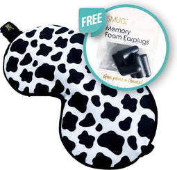 SMUG Slaapmasker met Roze Oordopjes - 100% Verduisterend - Verstelbaar Oogmasker in Satijn - Cow Print