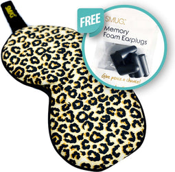 SMUG Slaapmasker met Zwarte Oordopjes - 100% Verduisterend - Verstelbaar Oogmasker in Satijn - Animal Print