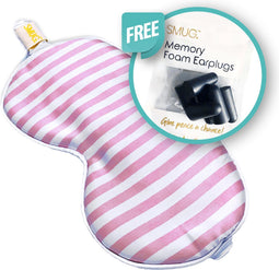 SMUG Slaapmasker met Zwarte Oordopjes - 100% Verduisterend - Verstelbaar Oogmasker in Satijn - Candy Shop Print