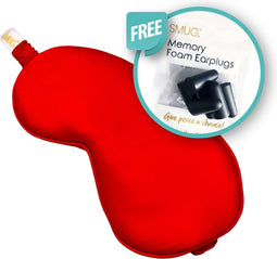 SMUG Slaapmasker met Zwarte Oordopjes - 100% Verduisterend - Verstelbaar Oogmasker in Satijn - Rood