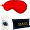 SMUG Slaapmasker met Zwarte Oordopjes - 100% Verduisterend - Verstelbaar Oogmasker in Satijn - Rood
