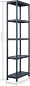 vidaXL - Opbergrekken - 5 - st - 125 - kg - 60x30x180 - cm - kunststof - zwart