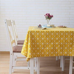 Tafelkleed - diner Kleed geel - 100 x 140 cm - Rechthoekig - Katoenen Linnen Tafelkleed - Geel