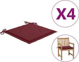 vidaXL - Tuinstoelkussens - 4 - st - 50x50x3 - cm - oxford - stof - wijnrood