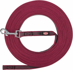 Trixie riem sleeplijn voor hond met rubber anti slip sangria rood S/m 10 mtr x 1,5 cm