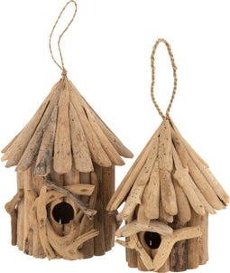 J-Line vogelhuisje - hout - naturel - large