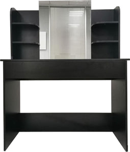 Kaptafel make up visagie opmaaktafel met spiegel lade en opbergplanken zwart