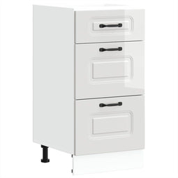 vidaXL - Keuken - onderkast - Kalmar - bewerkt - hout - hoogglans - wit
