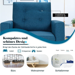 Coast fauteuil - Accentstoel met zijzakken - Ergonomisch ontwerp - Blauw 75 x 81 x 86 cm