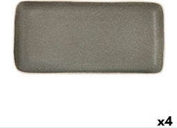 Snackdienblad Bidasoa Gio Rechthoekig Grijs 28 x 14 cm Keramisch (4 Stuks)