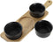 Snackdienblad DKD Home Decor 4 Onderdelen Natuurlijk Zwart Acacia Keramiek (38 x 10 x 5,2 cm)