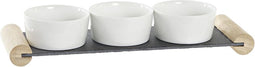 Snackdienblad DKD Home Decor 4 Onderdelen Zwart Raad van bestuur Wit Keramiek (33 x 10 x 5,8 cm)