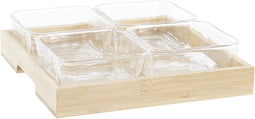 Snackdienblad DKD Home Decor Kristal Natuurlijk Bamboe (21 x 21 x 6 cm) (280 ml)