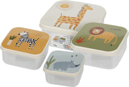Snackdozen Safari - Koekendoosjes - Set van 4 - Zebra / Giraf / Leeuw / Neushoorn