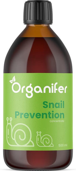 Snail Prevention 500ml - Concentraat voor 500m2 - Slakkenwering - Plantversterkend- Tegen Slakken - Verjagende werking op Slakken, Rupsen, Wild en Gevogelte - Voorkom Overlast en Schade - 100% Natuurlijk - Organifer (Alternatief Slakkenkorrels)