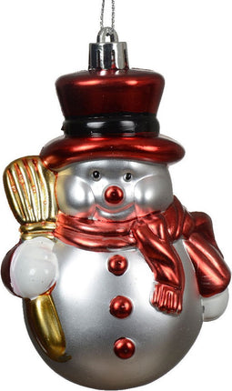 Sneeuwpop kunststof l5h7 cm rood/wit