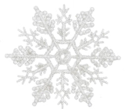 Sneeuwvlok plastic glitter 10 cm wit 12st