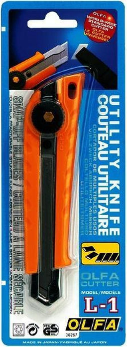 Snijmes Olfa L1 geel 18mm met metalen houder
