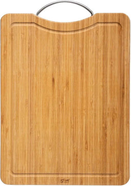 Snijplank met metalen handvat - 30 x 20 cm - bamboe hout - Serveerplank - Broodplank
