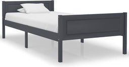 vidaXL - Bedframe - massief - grenenhout - grijs - 90x200 - cm