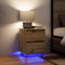 vidaXL - Nachtkastje - met - LED-verlichting - 38x34x50 - cm - artisanaal - eiken