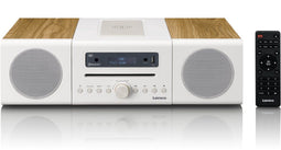 Lenco MC-375WHWD - HiFi-stereosysteem - DAB+ FM-radio Bluetooth 5.2 CD-speler 10W draadloos opladen - Wit / Hout
