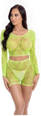 Pink Lipstick Lingerie Top en shorts set Leaf It To Me Short Set, One Size Groen